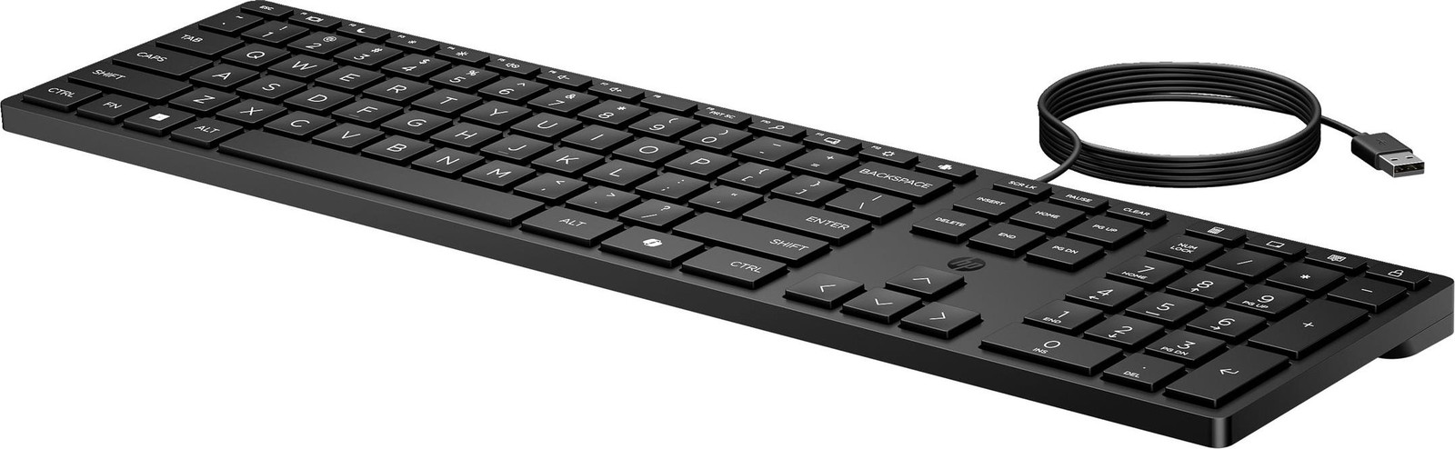 HP Desktop 320K Kabeltoetsenbord, Volledige grootte, USB, Membraan, Zwart