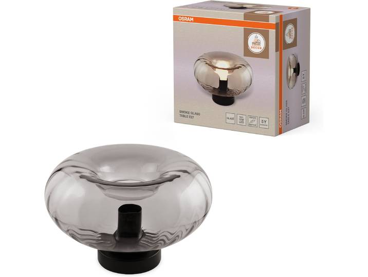 OSRAM Tischleuchte Decor Smoke Glass , grau (schwarz), H: 17,6cm, 1 Stk., Leuchten, schwarz, E27, Stahl und Glas, Tischleuchte
