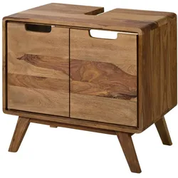 Waschbeckenunterschrank Sheesham 70x40x60 natur sandgestrahlt MALMÖ 2 #266
