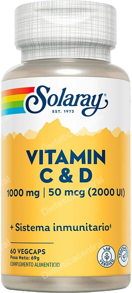 Solaray vitamina c 1000mg + vitamina d 2000ui 60cap.