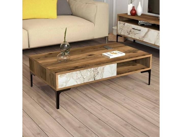 Dmora Couchtisch Diadem 105x60x32,6h cm Braun, Zeitschriftenhalter