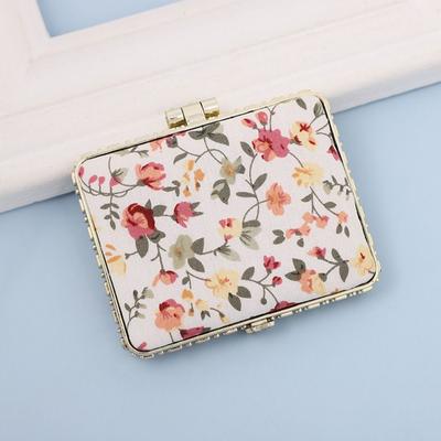 Fusion Finds Vintage Floral Pocket Mirror Foldable Compact Makeup Mirror Portable Travel Beauty Accessory square white