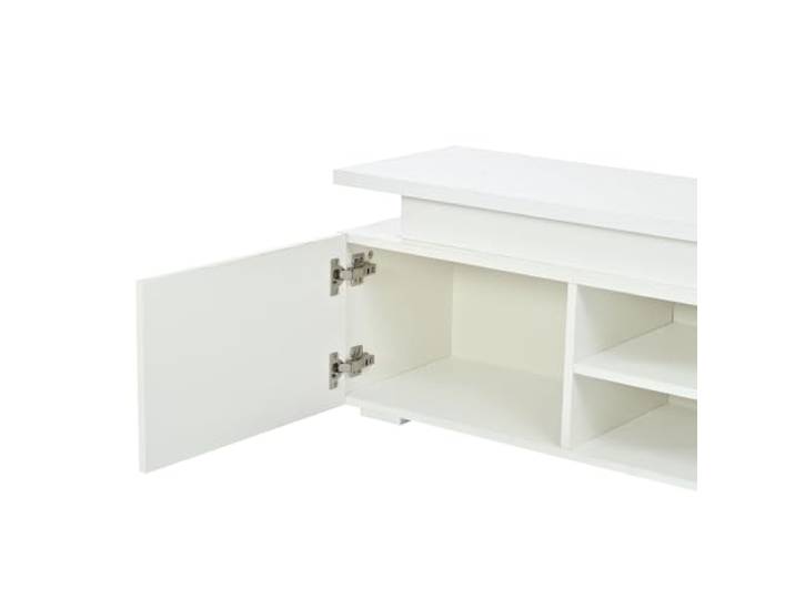 TV Lowboard 180x35x42 cm Weiß mit RGB LED App Steuerung MDF, 180x35x42 cm, weiß, RGB LED App, 6 Fächer, leise Scharniere, Kabeldurchlässe, Montage nötig