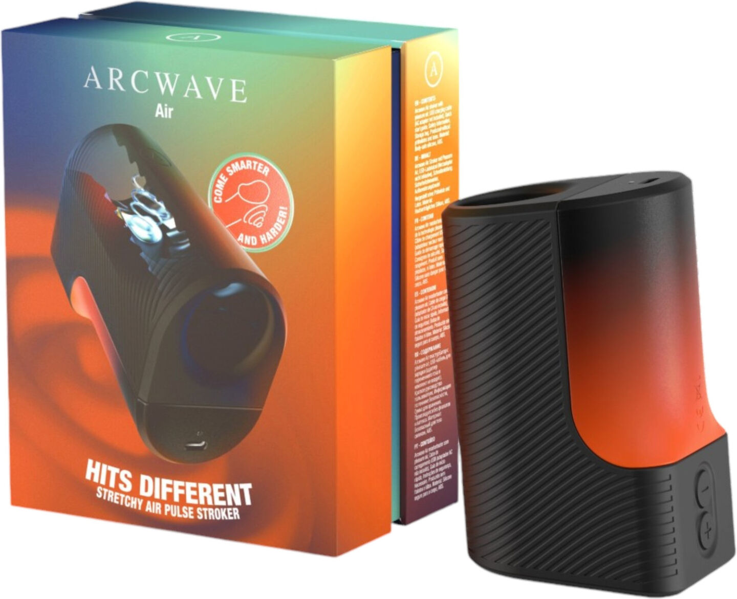 Arcwave Air - ilmapulssilla toimiva, venyvä akkukäyttöinen masturboija (musta)