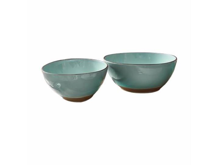 LOBERON Salatschüssel 2er Set Biarré , türkis Robustes Steinzeug, Mediterrane Note, Vielseitig einsetzbar