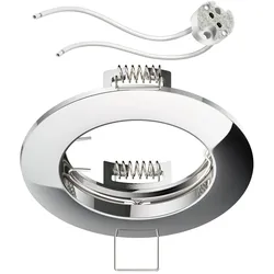 ledscom.de Deckeneinbaurahmen Circ Aluminium Einbaurahmen chrom (LED/Halogen/MR16/50mm) inkl. GU5.3 Fassung