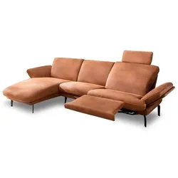 Segmüller Werkstätten Sofa inkl. Longchair Vienna Leder Whisky