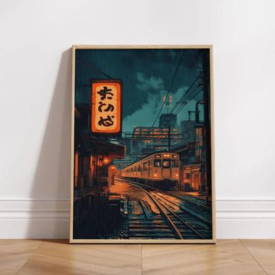 Uplift Picks Japanese Wall Art Tokyo Rainy Night Poster Cityscape Canvas Print For Modern Home Decor 17 30x45 Cm no Frame