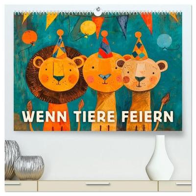 Wenn Tiere feiern (hochwertiger Premium Wandkalender 2027 DIN A2 quer), Kunstdruck in Hochglanz