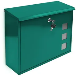 Relaxdays Briefkasten Metall 3 Fenster Farbauswahl Dunkelgrün,Silber