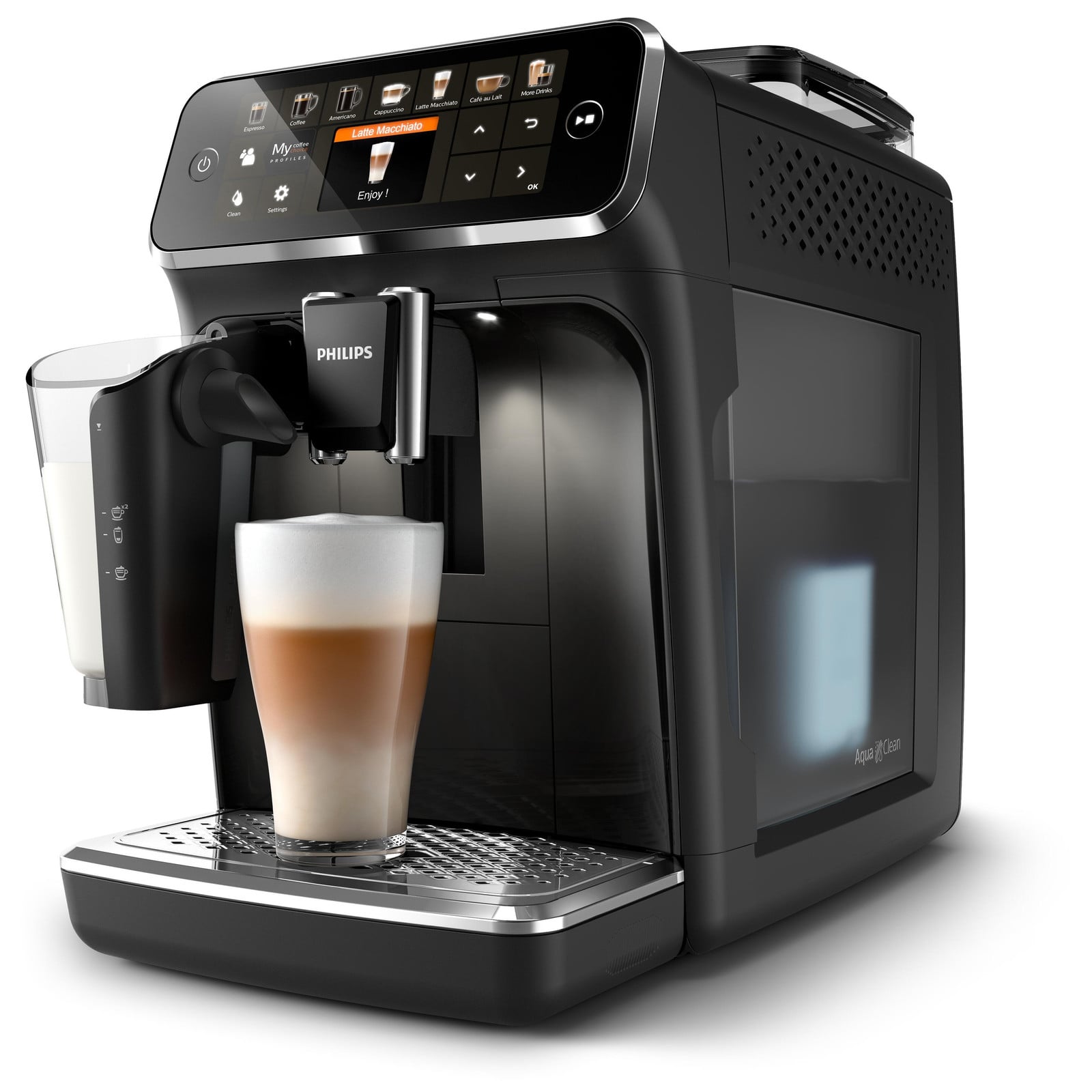 Philips volautomatische koffiemachine 5400-serie, 12 koffiespecialiteiten, LatteGo melksysteem, touchscreen, zwart (EP5441/50)