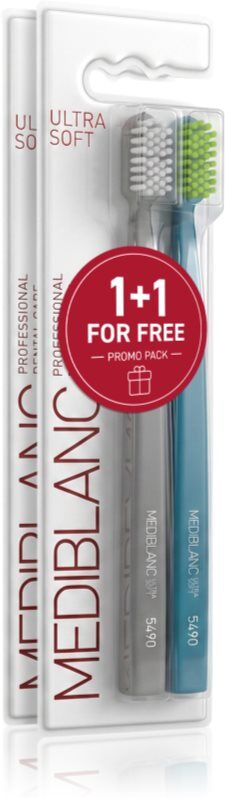 MEDIBLANC Set TB Ultra Soft Grey Blue + Ultra Soft Pink Blue Duopack brosses à dents