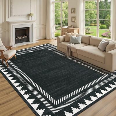 Garvee Graphic Modern Border Geometric Area Rug