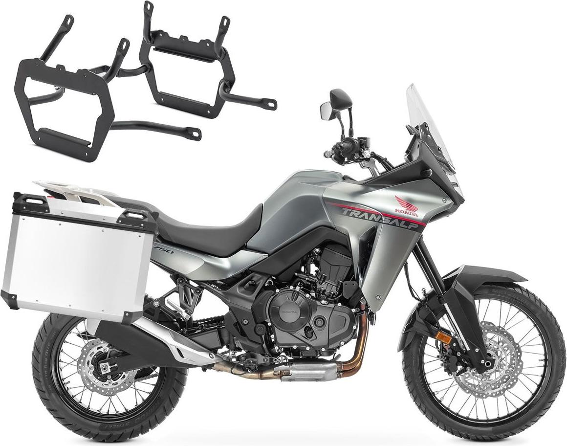 Alu-Koffer+ Kofferträger für Honda Transalp XL 750 23-25 QP48 silber