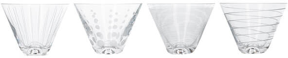 Mikasa Cheers Set Of 4 Stemless Martini Glasses