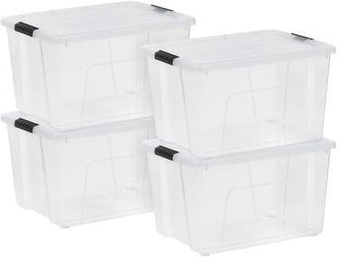IRIS USA® Buckled Clear Box 60 Qt Buckle Lid - Clear - Set of 4