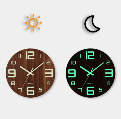 Inspire Picks 12 Inch Luminous Wooden Wall Clock Silent Non Ticking Nordic Glow In The Dark Design yg002 14 Inch