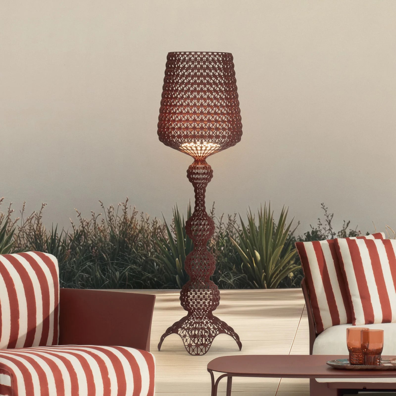 Kartell Kabuki LED buiten vloerlamp, rood, dimbaar, IP44