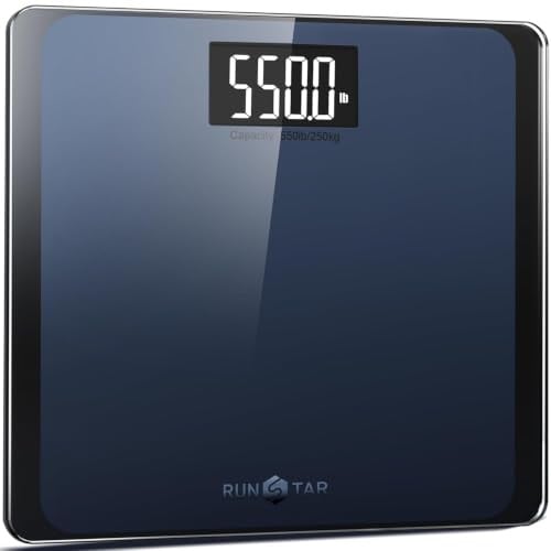 RunSTAR Digitale weegschaal met ultrabreed platform en groot LCD-display, marineblauw, tot 550 kg