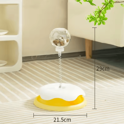 Inspire Curations Interactive Slow Feed Cat Toy With Spring Track Ball Roller yellow