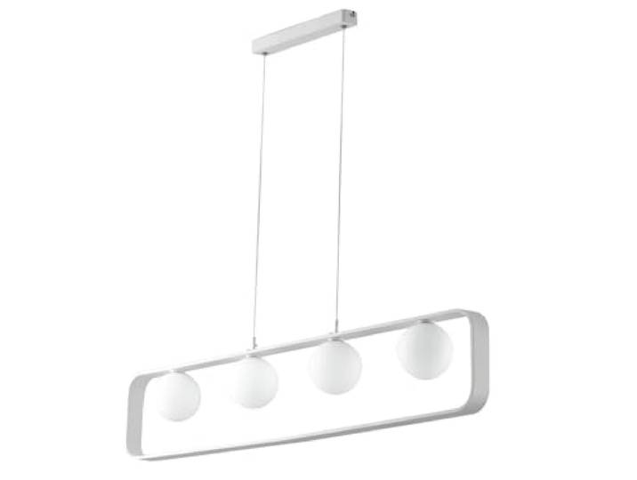 ECO-LIGHT Mehrflammige Pendelleuchte Weiß 100cm breit - 4 Opalglas Kugeln, Abhängung 120cm