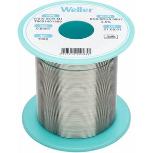 Weller Lötzinn T0051401399, Flussmittel, bleifrei, Ø 0,8mm, 99,35% Zinn 0,05% Kupfer 0,6% Nickel,100g