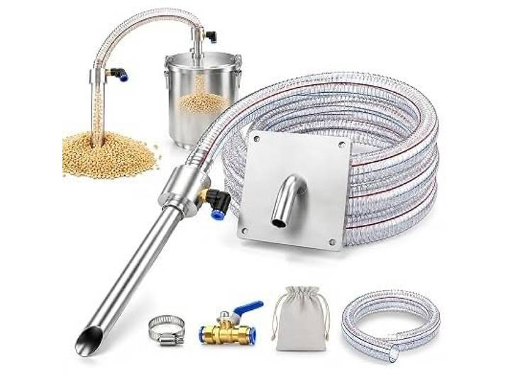 Pneumatisches Vakuum-Fördergerät / Saugförderer Mit Trichter Granulatförderer Aus Edelstahl, 4 M (13,1 Ft) Saugschlauch; Für Den Transport Von Pulver, Mehl, Granulat Und Partikeln(32mm)