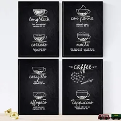 POSTER Set mit 4 Kaffee Detail 2 A4 Schwarzer Rahmen