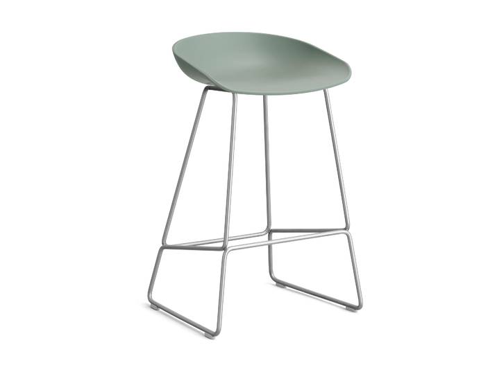 HAY About a Stool 38 Low Barhocker 2.0 Fall green-Edelstahlgestell