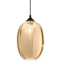 Fabas Luce Cognacfarbene Pendelleuchte aus mundgeblasenem Glas, E27-Fassung, modernes Design für Innenbeleuchtung, Durchmesser 250 mm, Höhe 360 mm, IP20.
