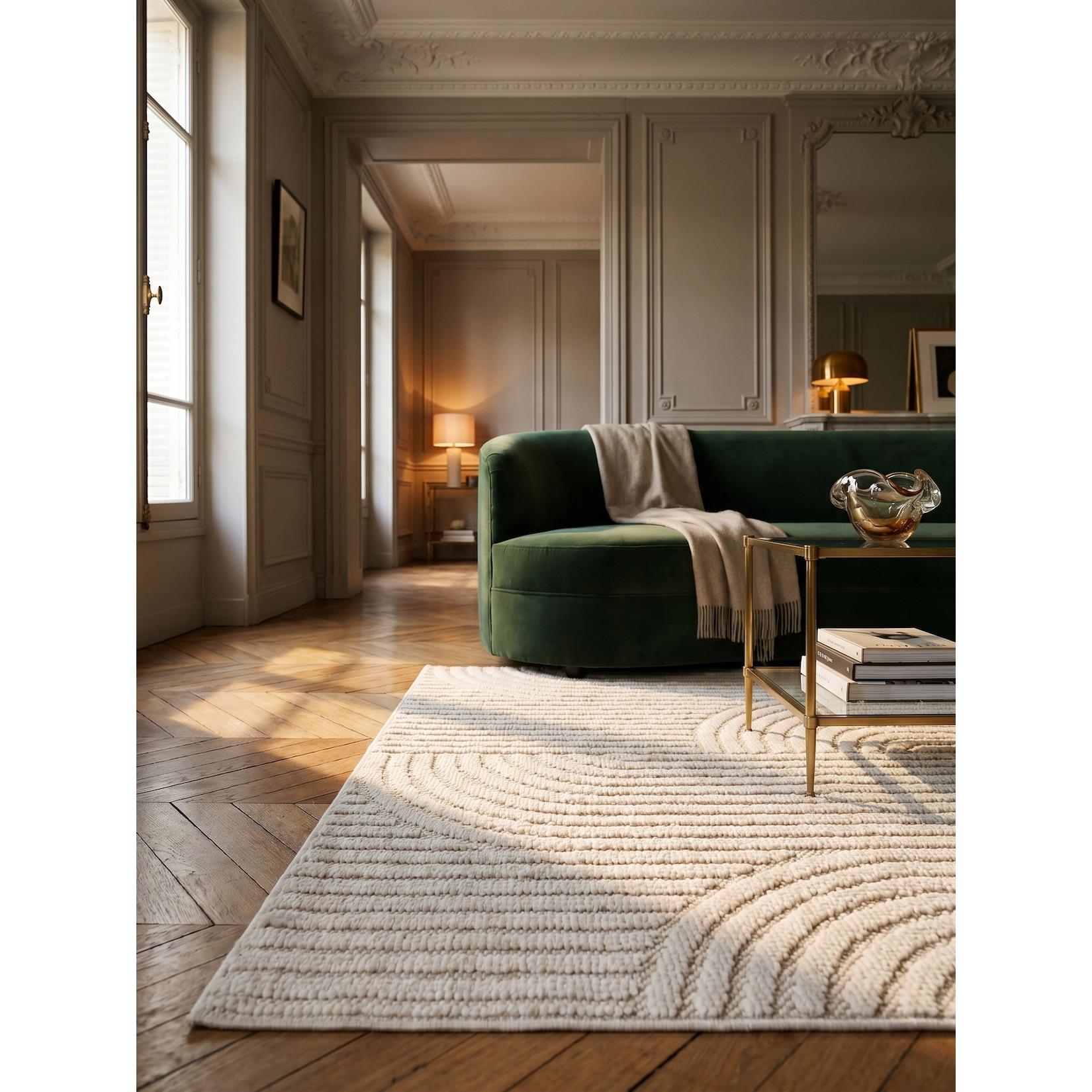 Flachgewebe-Teppich Hoch-Tief-Bögen Creme 200x290 cm Hoch-Tief Bögen