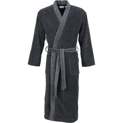Herrenbademantel CARL ROSS "Velours" Gr. 52, grau (basalt, deep schwarz), L:130cm, Velours, Hausmäntel, Kimono