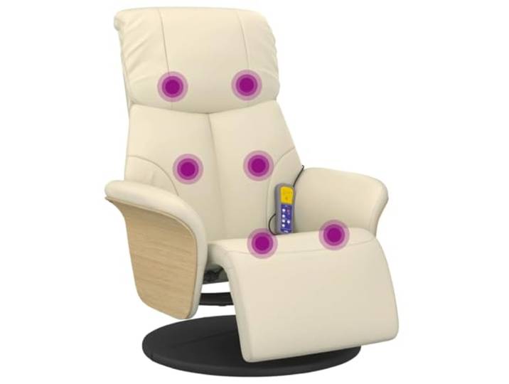 vidaXL Massagesessel mit Fußteil Creme Kunstleder
