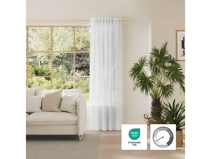 Vorhang NEUTEX FOR YOU NENA , weiss (weiß), B:137cm H:245cm, Polyester, Gardinen, Vorhang, Bouclé-Optik, criss-cross Struktur, Stickmuster