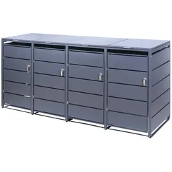 Albatros Mülltonnenbox 4er Tonne | bis 240 Liter | Anthrazitgrau RAL 7016 | verzinkter Stahl | Premium Dämpfer| Aufkleber-Set | wetterfest