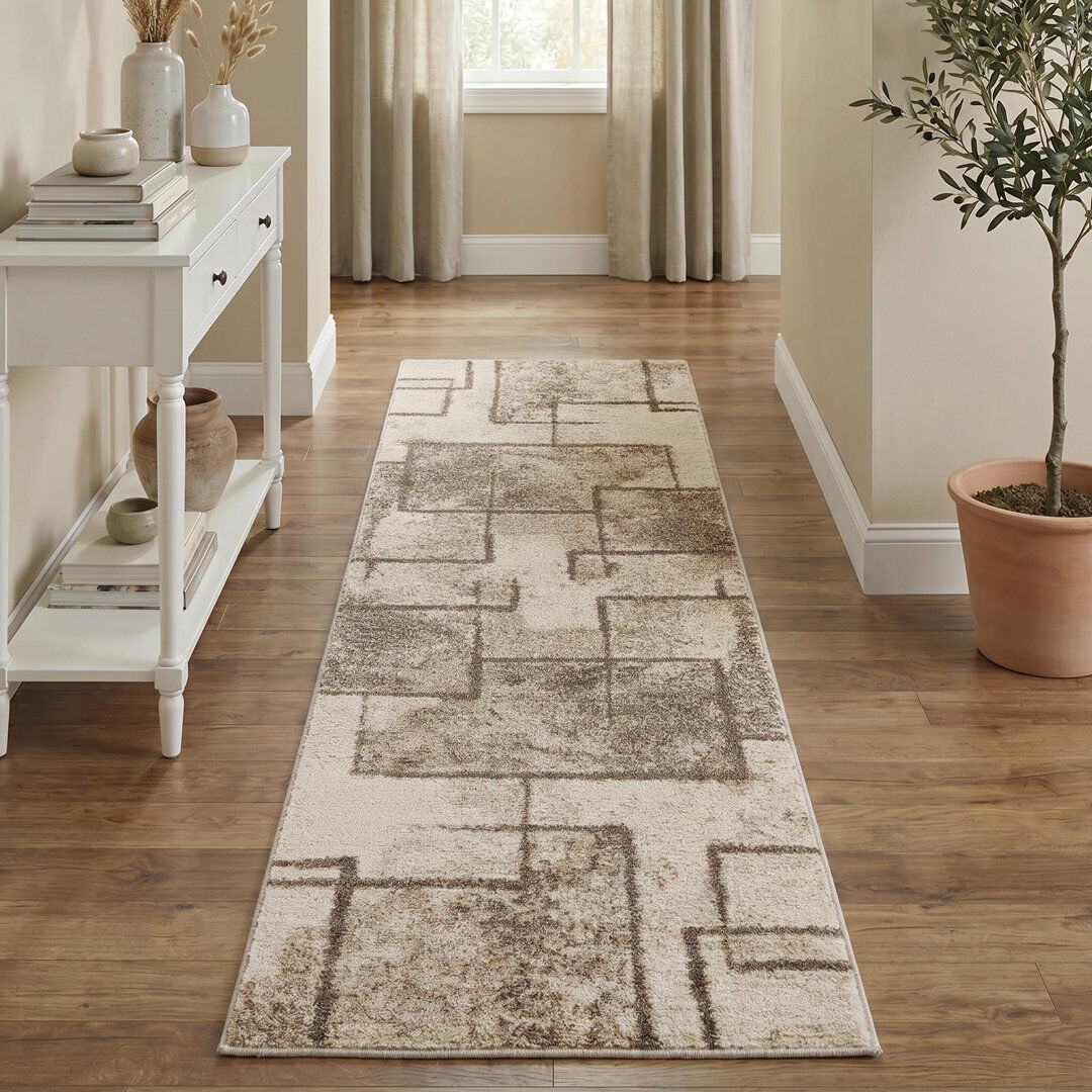 Brayden Studio Celil Geometric Shapes Area Rug BEIGE 200 x 290 cm (Rectangular)