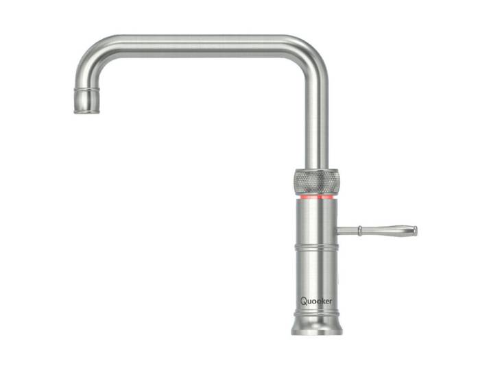 Quooker Küchenarmatur Classic Fusion Square, Edelstahl, Metall, 5x29.1x25.1 cm, Made in Europe, flexible Anschlussschläuche, schwenkbarer Auslauf, Trinkwassersystem, Keramikkartusche, für kochendes Wasser geeignet, Sprudelwasser geeignet, Küchen, Küchenausstattung, Küchenarmaturen