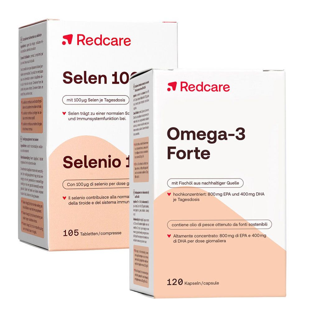 Redcare Omega-3 Forte + Selen 100 105+120 St Set