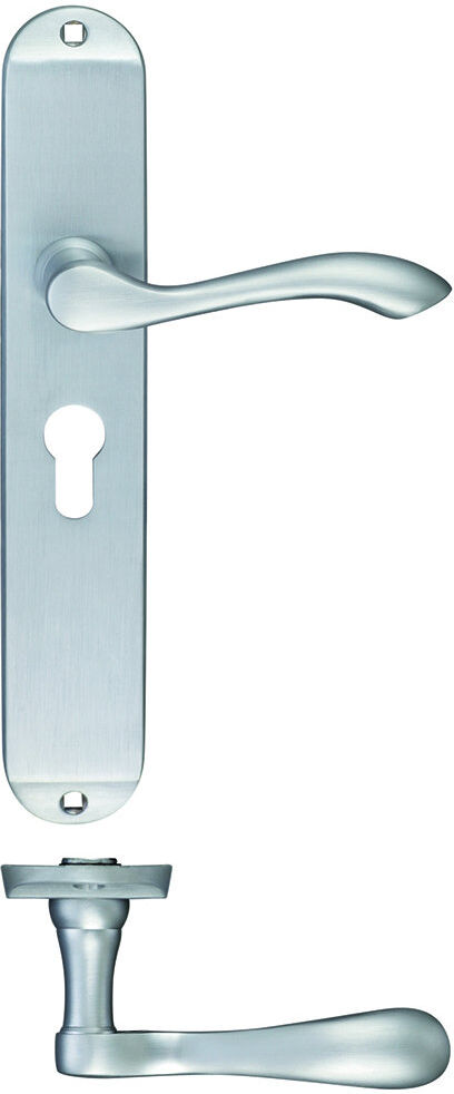 Fulton & Bray Arundel Lock Right Hand Door Handle Satin Chrome 24.5cm H X 4.2cm W