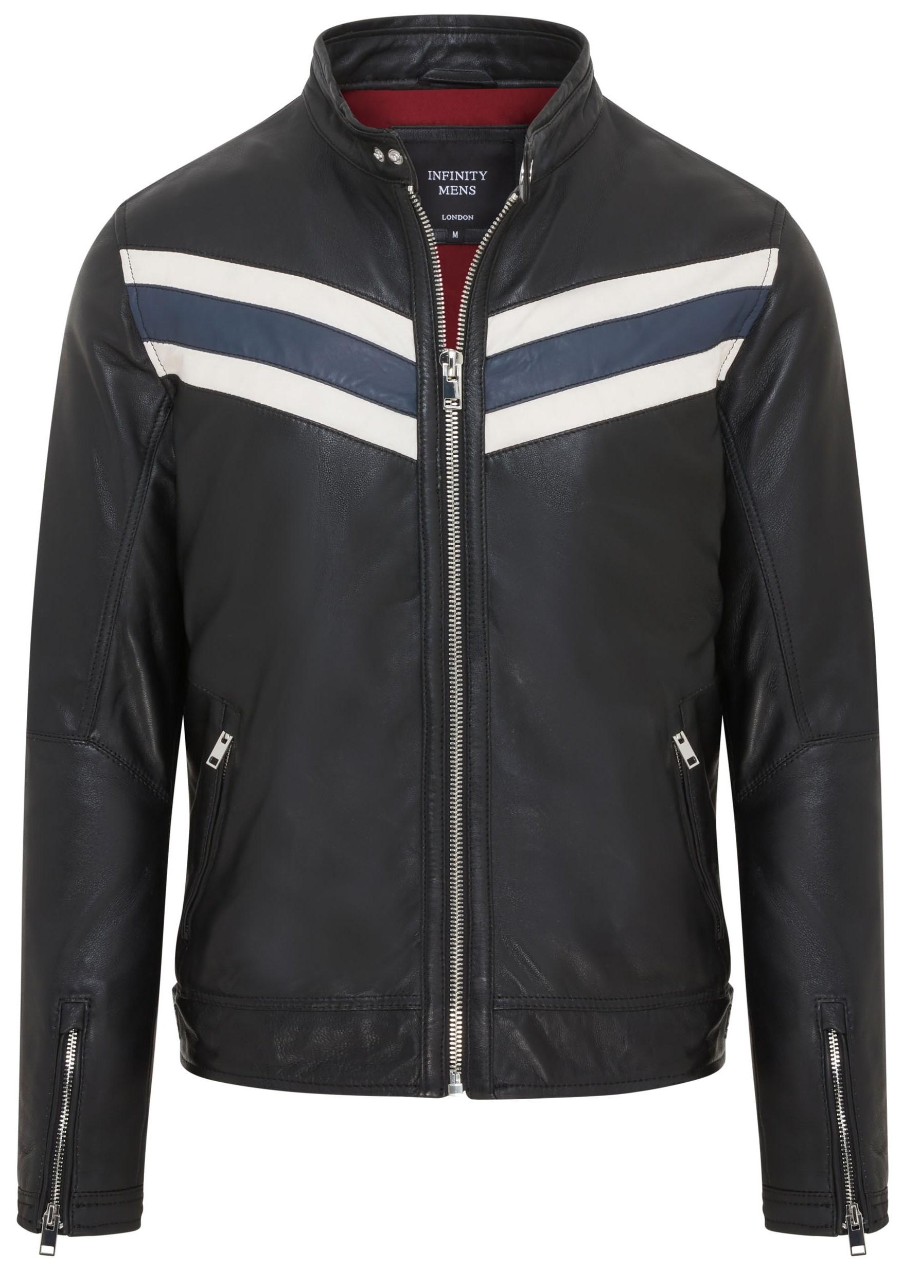 Schwarze Café Racer Biker-Lederjacke für Herren - Aniak