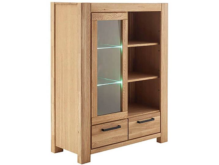 Highboard MCA LIVING Silias Komi-Highboard Rechts , beige (naturfarben), B:109cm H:140cm T:45cm, Holzwerkstoff, Massivholz, Sideboards, Highboard, Schubkastenführung gedämpft