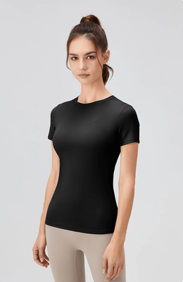 Inspire Essentials Quick Dry Yoga Workout Shirt Fitted Sports Tee For Womens Running And Gym Training m black
