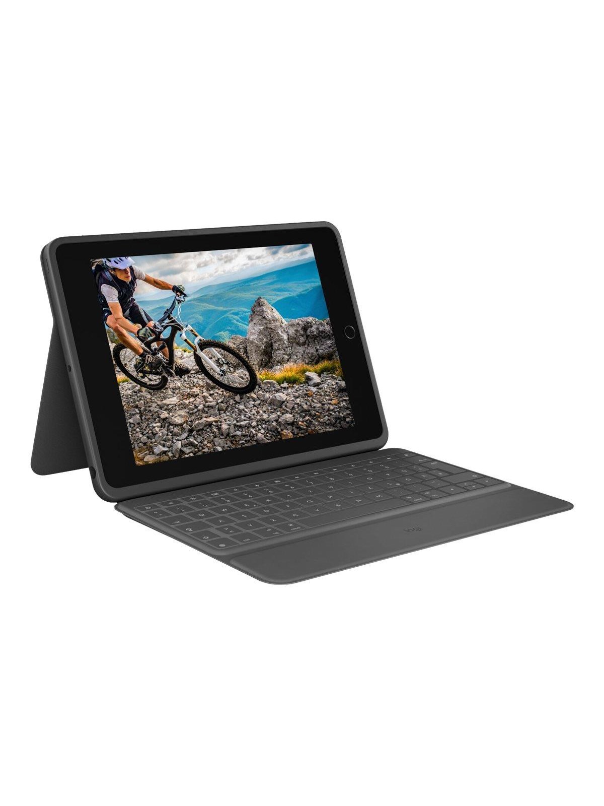 Logitech Rugged Folio - keyboard and folio case - QWERTY - UK - graphite - Tastatur & Folio-Set - Englisch (UK) - Grau