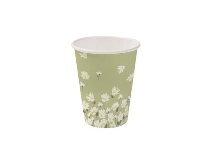 BIOZOYG 1000 Stück 200 ml / 8 oz Pappbecher bedruckt 'Gänseblümchen' Ø 80 mm umweltfreundlich, recycelbar & sommerlich Kaffeebecher to go