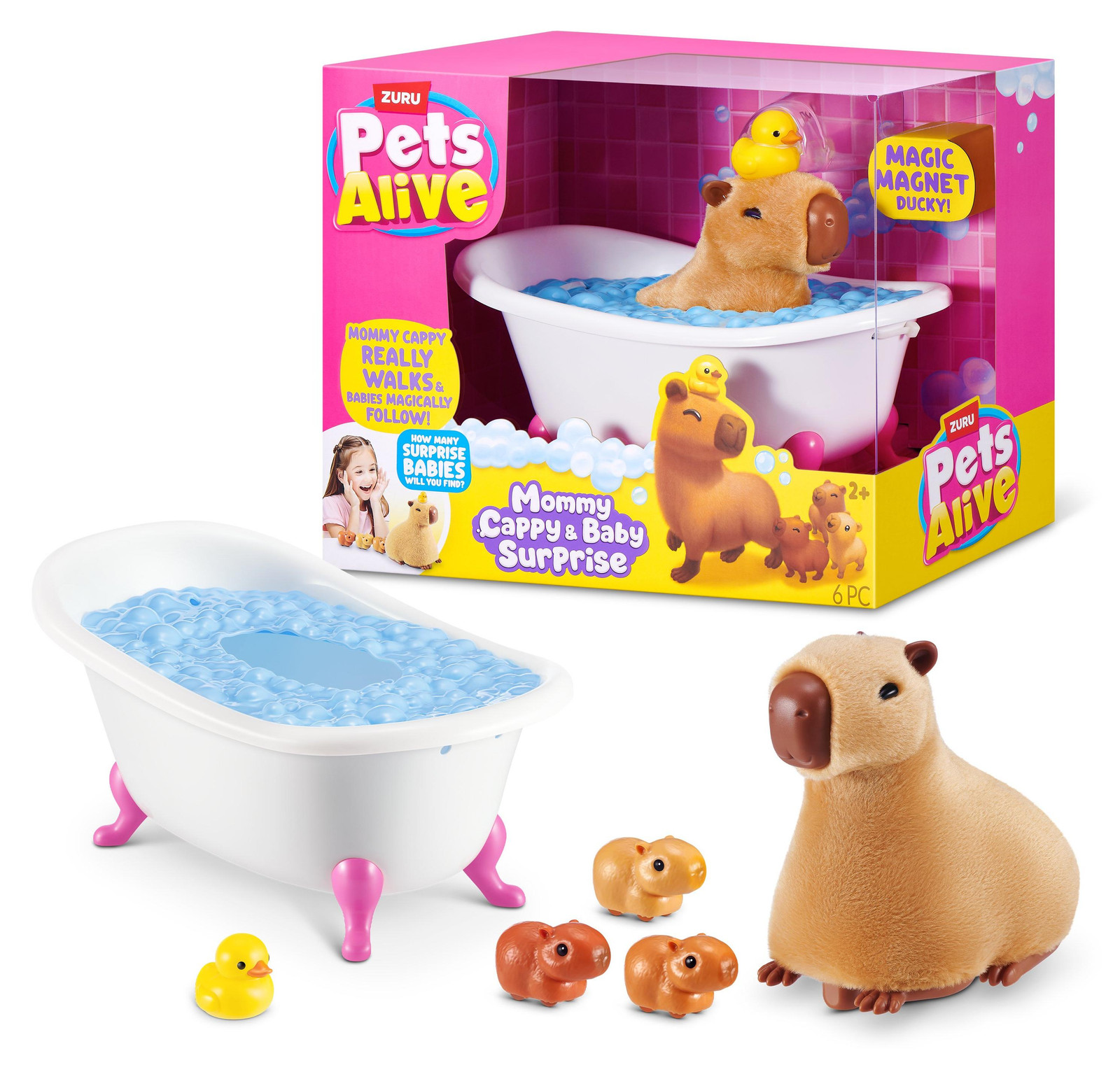Zuru Pets Alive Mama Cappy & Baby Surprise Interactieve Kapibara met geluiden voor 3 jaar en ouder