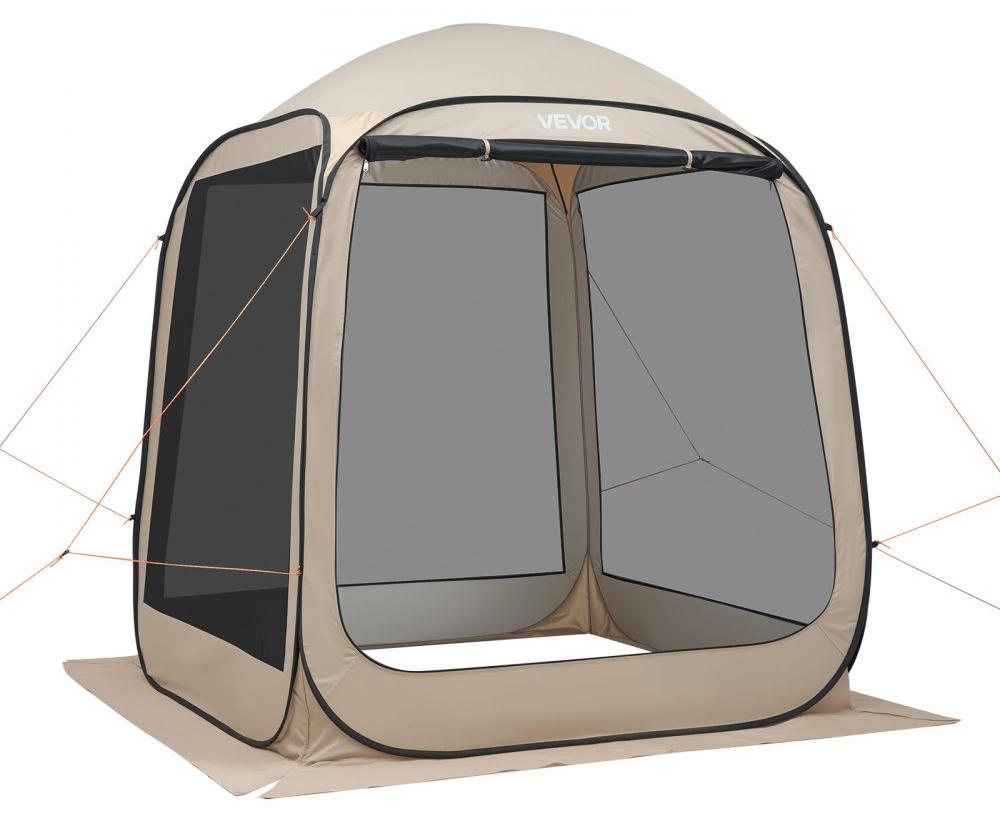 Zelt für Camping, Pop-Up-Modell - Beige - 4-6 Personen - 182x182x219 cm - Für Outdoor-Aktivitäten