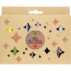 folia Glitzerpulver Bio Glitter & Pailletten-Set Rainbow L, farbsortiert
