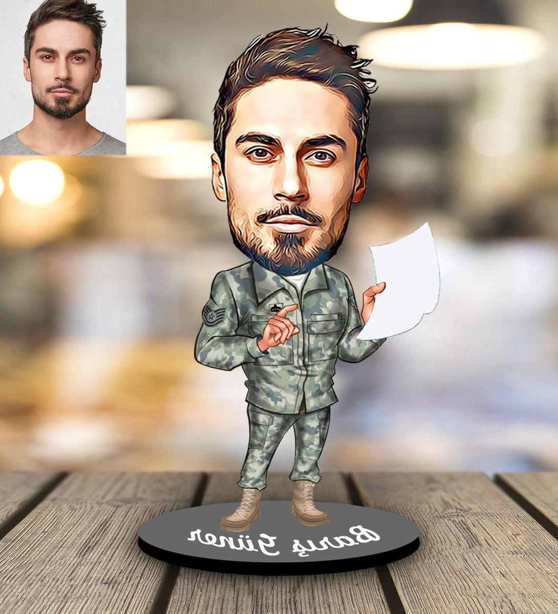 Houten Militaire Figuur Decoratie voor op Tafel - Houtkleur