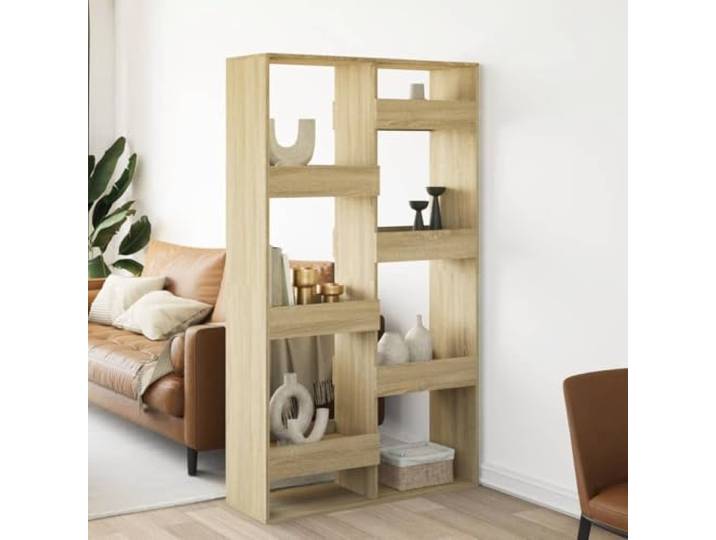 ZQQLVOO Raumteiler Sonoma-Eiche 100x33x175 cm Holzwerkstoff mit 8 Fächern 8 geräumige Fächer, feuchtigkeitsresistent, vielseitig als Regal nutzbar, pflegeleichte Oberfläche