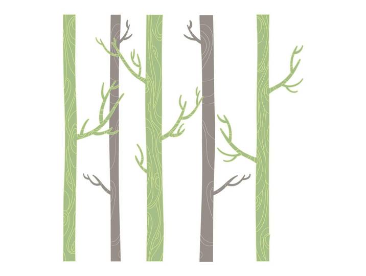 Wallfluent Wandaufkleber 80x116cm - Pastellfarbener Wald, Mehrfarbig, Kunststoff, Rechteckig, 80x116x0.1 cm, Tapeten & Wandverkleidungen, Wandtattoos & Sticker, Wandtattoos